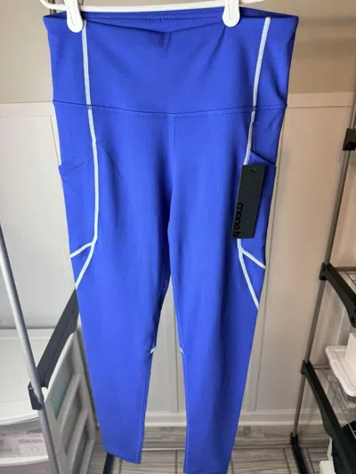 Mono B Women's Contrast Seam Pocket Legging In Royal Blue / White
