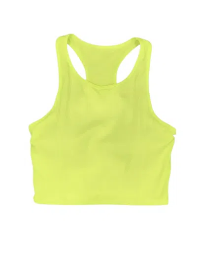 Mono B Women's Micro Rib Crop Racerback Fitness Tank In Neon Yellow