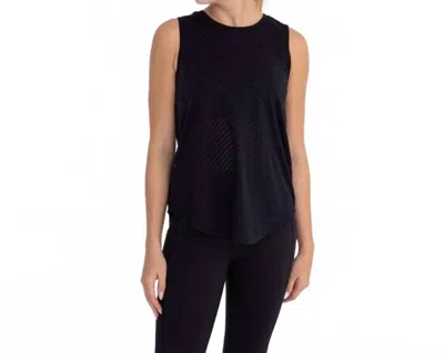 Mono B Women's Striped Mesh Active Tank Top In Black
