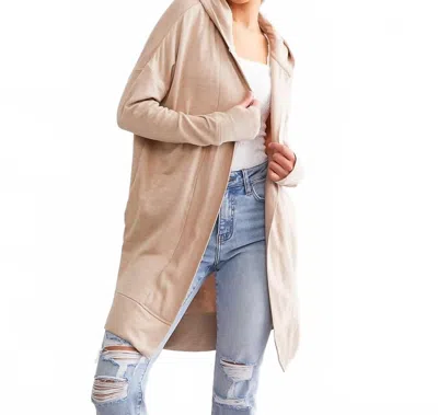 Mono B Women's The Hoodie Cardigan In Beige In Multi