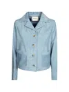 Mono Buttoned Suede Jacket In Blue