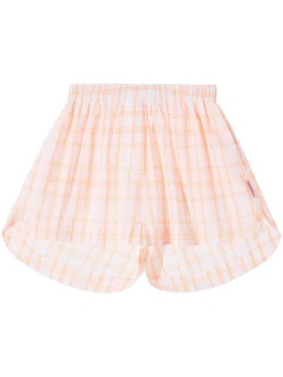 Monochrome Check Pattern Short Shorts In White