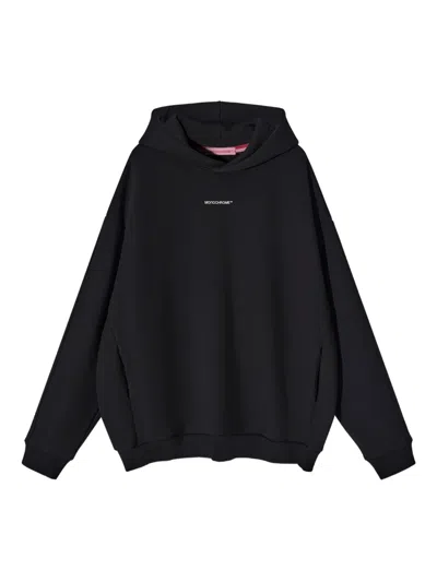 Monochrome Cotton Hoodie In Black