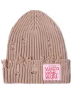 Monochrome Distressed-effect Beanie In Neutrals