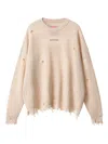 Monochrome Distressed Round-neck Sweater In Neutral