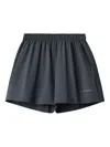Monochrome Elastic-waistband Cotton Shorts In Gray