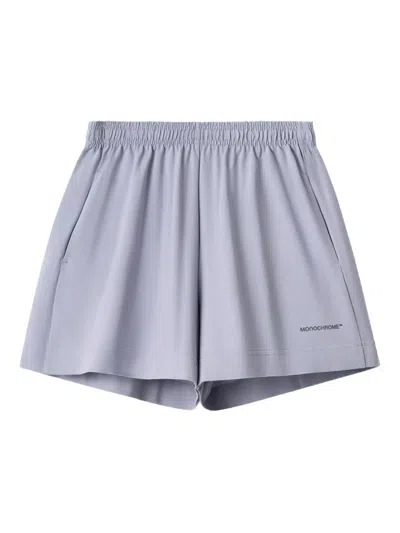 Monochrome Elastic-waistband Cotton Shorts In Purple