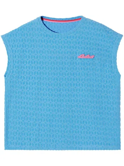 Monochrome Embroidered Logo Sleeveless T-shirt In Blue