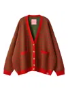 Monochrome Geometric-pattern Cardigan In Red