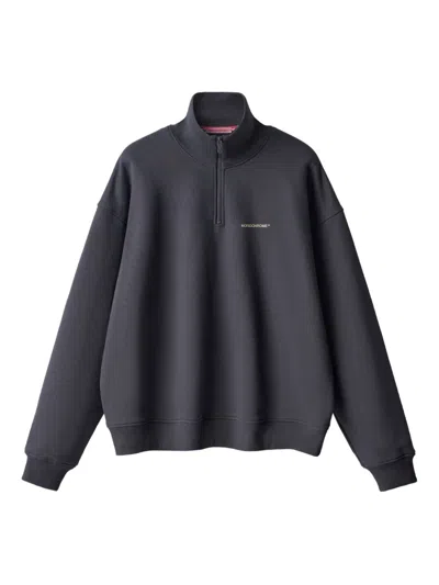 Monochrome Half-zip High-neck Sweatshirt In Gray