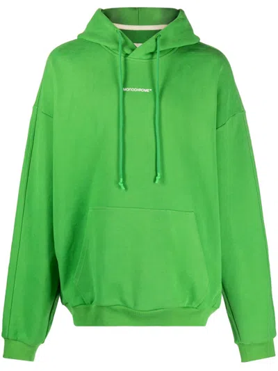 Monochrome Logo-print Drawstring Hoodie In Green