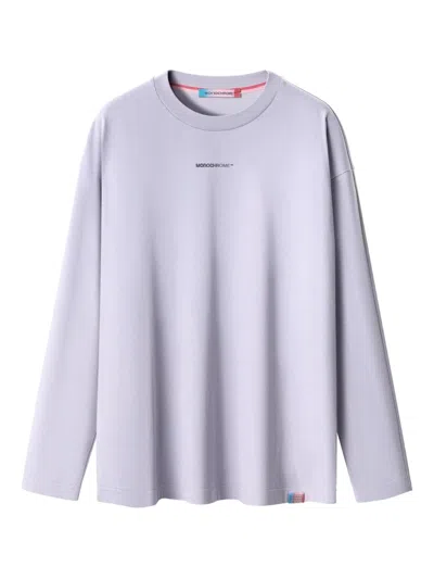 Monochrome Long-sleeve Cotton Top In Purple