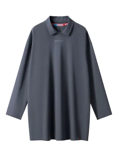 Monochrome Long-sleeve Polo Shirt In Gray