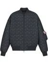 Monochrome Pattern-jacquard Bomber Jacket In Schwarz