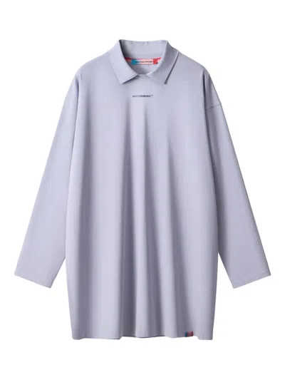 Monochrome Polo-collar Long-sleeve T-shirt In Purple
