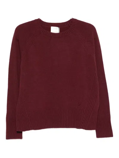 Monochrome Raglan-sleeve Wool Sweater In Burgundy