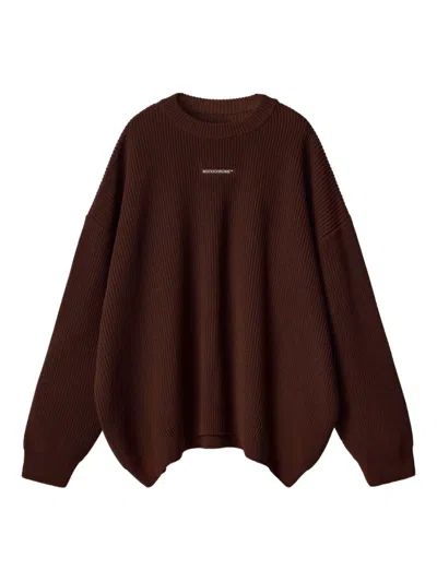 Monochrome Ribbed Crew-neck Sweater In Brown