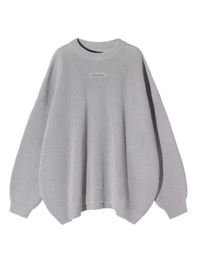 Monochrome Ribbed Crew-neck Sweater In Gray