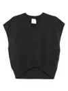 Monochrome V-neck Wool Sleeveless Vest In Gray