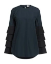 Monographie Woman Blouse Navy Blue Size L Cotton In Navy Blue