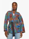 Monoki Patchwork Kimono Print Jacket In Blue