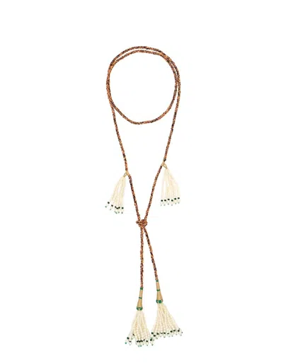 Monoki Women's Double Tie Necklace In Orange In Brown