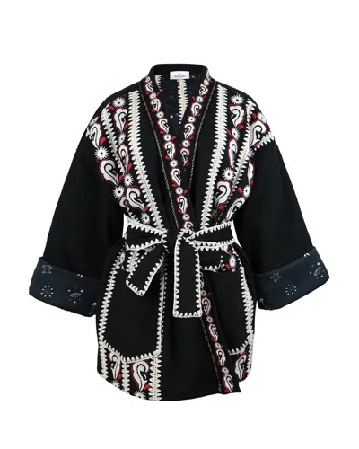 Monoki Women's Jane Embroidery Kimono In Black
