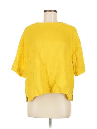 Pre-owned Monoprix Femme Short Sleeve Blouse In Yellow