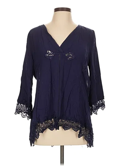 Pre-owned Monoreno 3/4 Sleeve Blouse In Blue