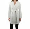 Monoreno Hooded Shawl Collar Wrap Coat In White In White
