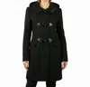 Monoreno Hooded Toggle Button Coat In Black In Black