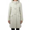 Monoreno Hooded Toggle Button Coat In Off White In Neutral