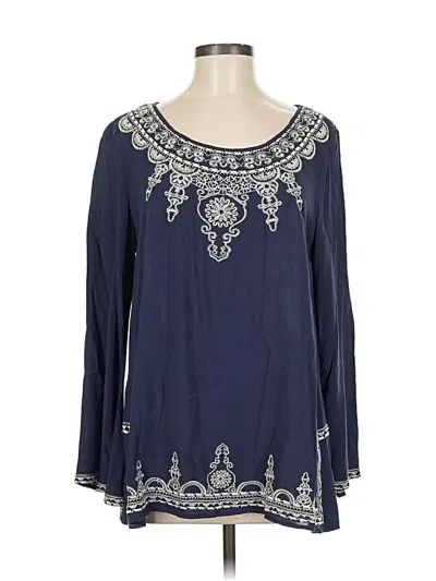 Pre-owned Monoreno Long Sleeve Blouse In Blue