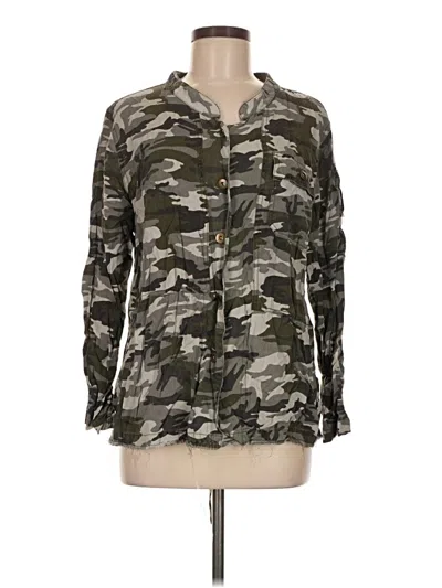 Pre-owned Monoreno Long Sleeve Button Down Shirt In Green