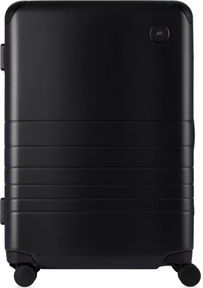 Monos Black Hybrid Check-in Medium Suitcase In Obsidian