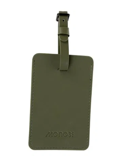 Pre-owned Monos Leather Logo Luggage Tag In Green