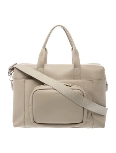 Pre-owned Monos Vegan Leather Weekender Bag In Neutral