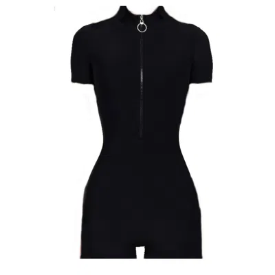 Monosuit Women's Black Bodysuit Manhattan Racer Short Sleeves Shorts