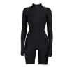 Monosuit Women's Black Uv Protect Premium Italian Fabric Bodysuit Manhattan Racer Shorts Zipper In Black