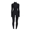 Monosuit Women's Black Long Sleeve Turtleneck Zip Up Full Bodysuit Total Zipper In Black