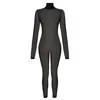 Monosuit Women's Bodysuit Jumpsuit With Pants Secret Zippers Mesh Black In Black