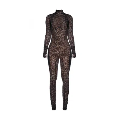 Monosuit Women's Black Sheer Elegance Jumpsuit Flexy With Back Zipper Detail