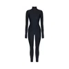 Monosuit Women's Bodysuit Total Black Jumpsuit High Neck In Black