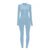 Monosuit Women's Bodysuit Total Zipper Simple Ribbed Blue Back Secret Zipper In Blue