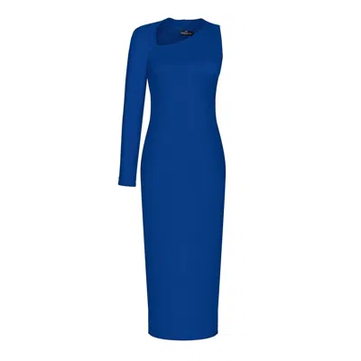 Monosuit Women's Bold Blue Asymmetrical Dress: A Statement-making Choice