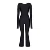 Monosuit Women's Bootcut Jumpsuit Ribbed Black