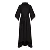 Monosuit Women's Viscose Long Elegant Dress Lea With High Neckline- Black In Black