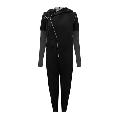 Monosuit Women's Transformable Jumpsuit Viscose With Hood Gaga Secret Zippers - Black