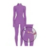 Monosuit Women's Neutrals Lavender Long Sleeve Turtleneck Zip Up Full Bodysuit Total Zipper In Purple