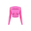 Monosuit Women's Pink / Purple Croptop Erratic Long Sleeves- Pink & Purple In Pink/purple